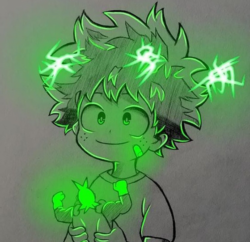 Gambar 75. Anime Boy Izuku midoriya menyala hijau