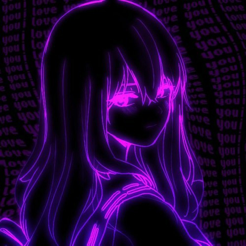 Gambar 80. Anime girl rambut panjang tergerai menyala ungu