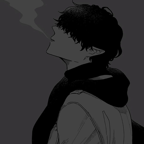 Gambar 84. Sad Boy Anime dengan asap rokok
